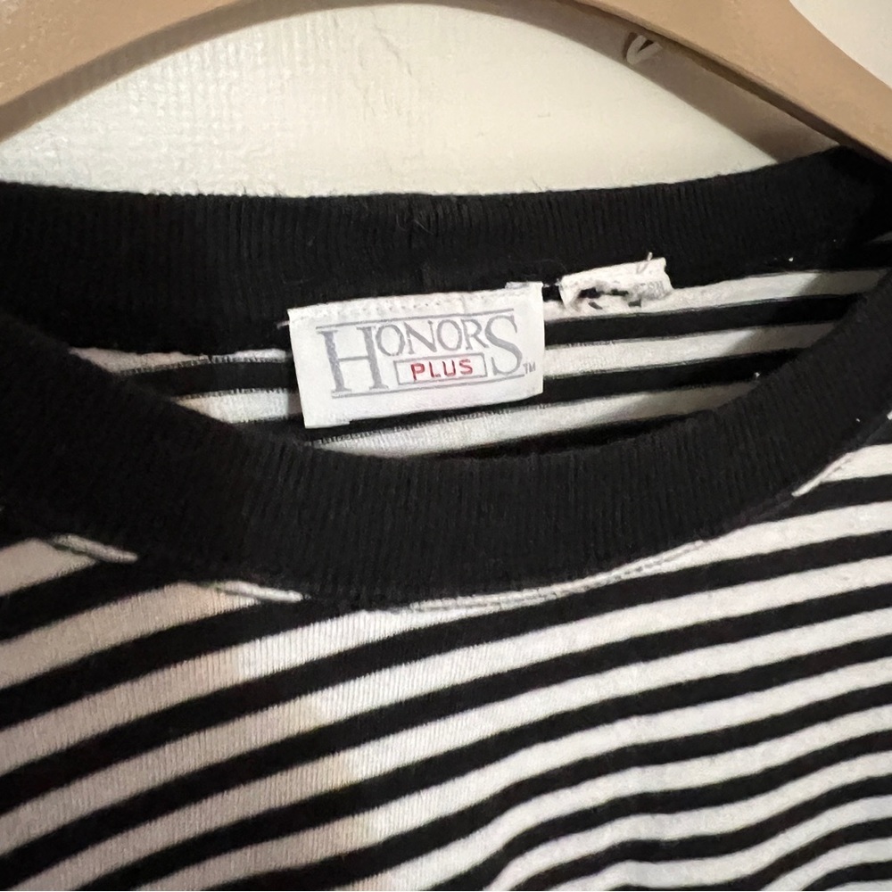 Vintage Black and White Striped Short Sleeve Tee L/XL - Picture 3 of 7